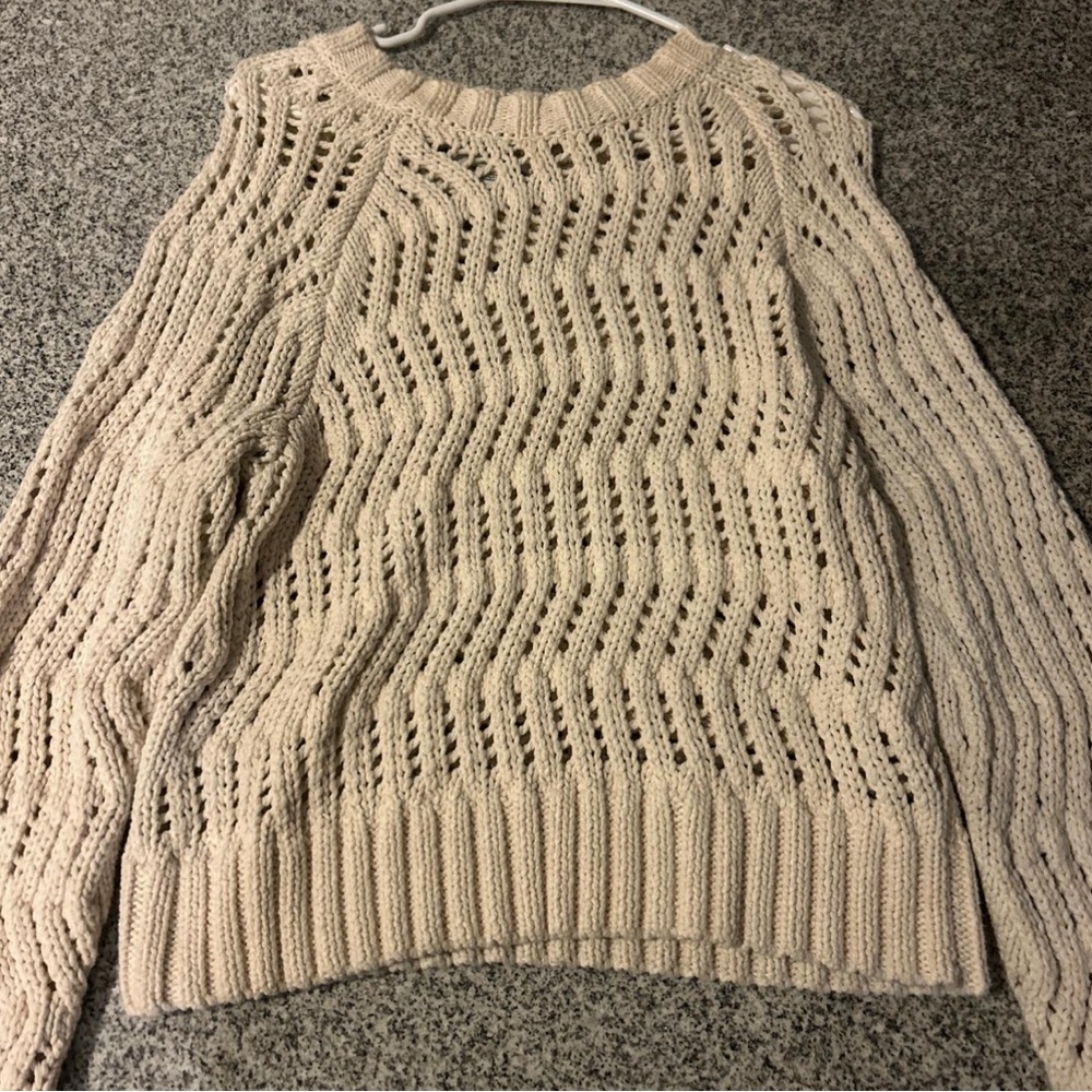 Cream Open Knit American Eagle Sweater